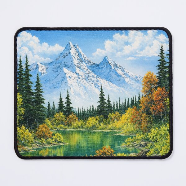 Item preview, Bob Ross style mountain lake forest designed and sold by DinsignStudio.