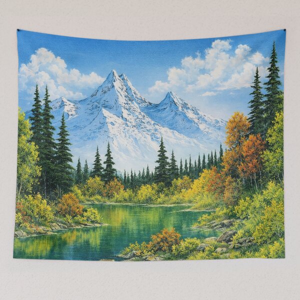 Item preview, Bob Ross style mountain lake forest designed and sold by DinsignStudio.