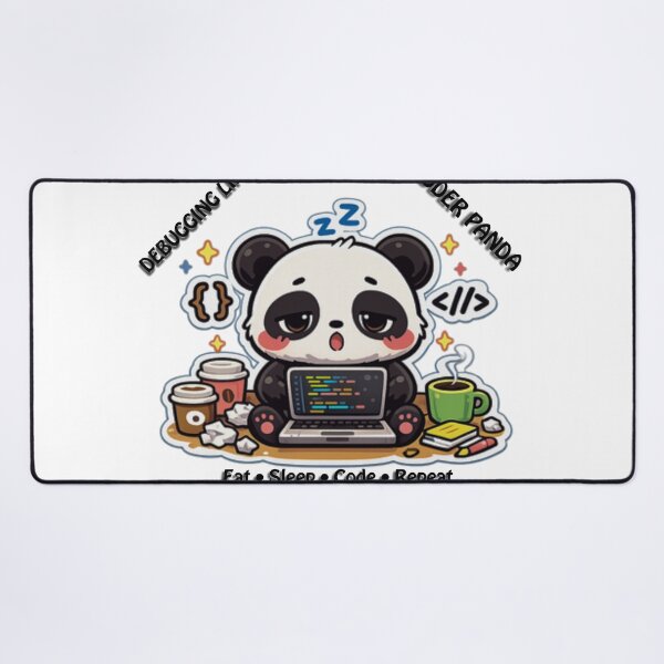 Artikelvorschau, Niedlicher Programmierer-Panda – Lustiger Programmierer-Panda-Aufkleber | Essen, Schlafen, Programmieren, Wiederholen entworfen und verkauft von WittyWear Designs.