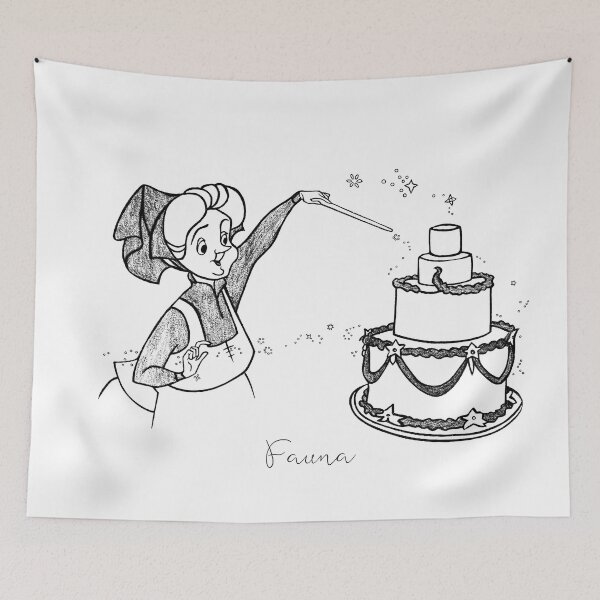 Item preview, Fauna · Black and White Illustration · Classic Fairy · Vintage Animation Art Print  - Calligraphy designed and sold by Atropa Parcae.