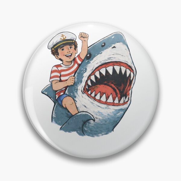 Item preview, Funny Sailor Boy Riding Shark Retro Comic Ocean Adventure T-Shirt designed and sold by Unsololugar.