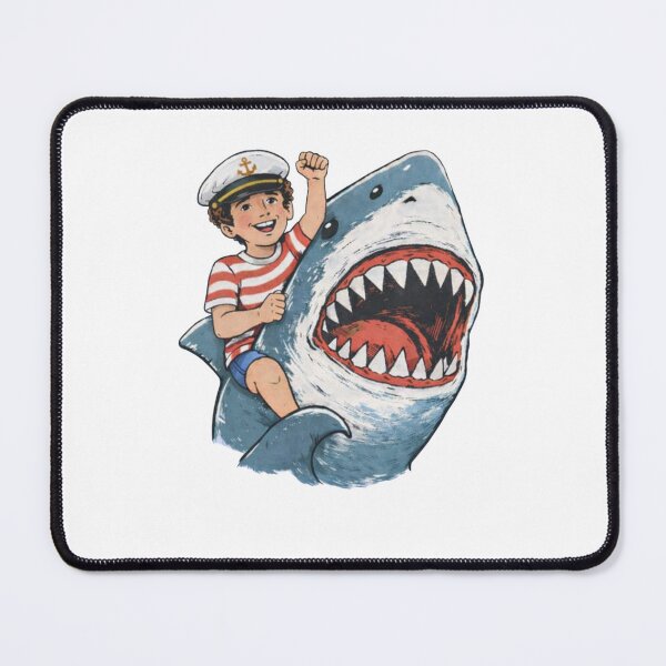 Item preview, Funny Sailor Boy Riding Shark Retro Comic Ocean Adventure T-Shirt designed and sold by Unsololugar.