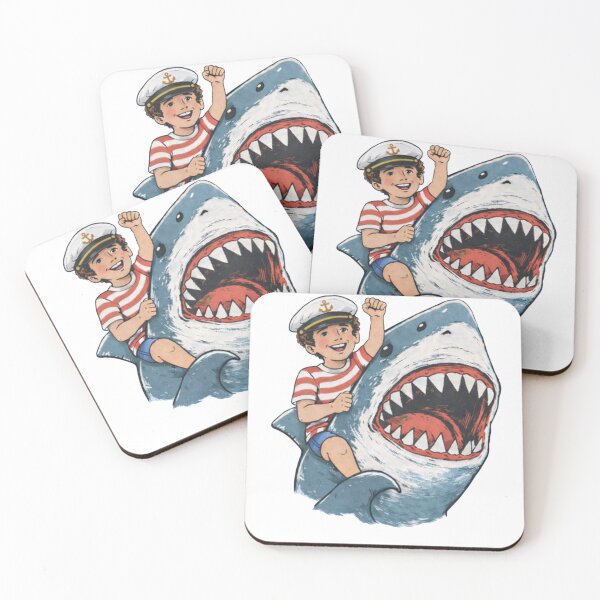 Item preview, Funny Sailor Boy Riding Shark Retro Comic Ocean Adventure T-Shirt designed and sold by Unsololugar.