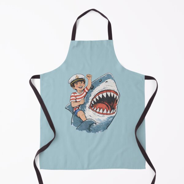 Item preview, Funny Sailor Boy Riding Shark Retro Comic Ocean Adventure T-Shirt designed and sold by Unsololugar.