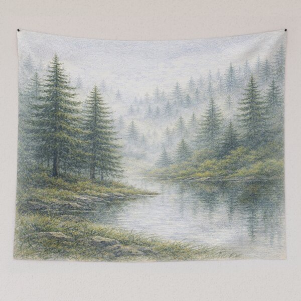 Item preview, Happy Little Trees – Misty Morning designed and sold by DinsignStudio.