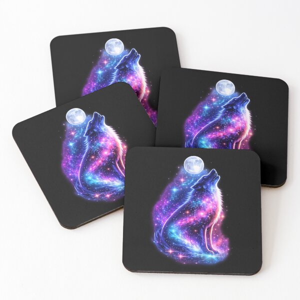 Item preview, Cosmic Wolf Howling at Moon Galaxy Art – Neon Space Wolf with Stars and Nebula Night Sky Aesthetic designed and sold by TTM Inspirational.