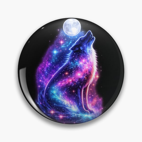 Item preview, Cosmic Wolf Howling at Moon Galaxy Art – Neon Space Wolf with Stars and Nebula Night Sky Aesthetic designed and sold by TTM Inspirational.