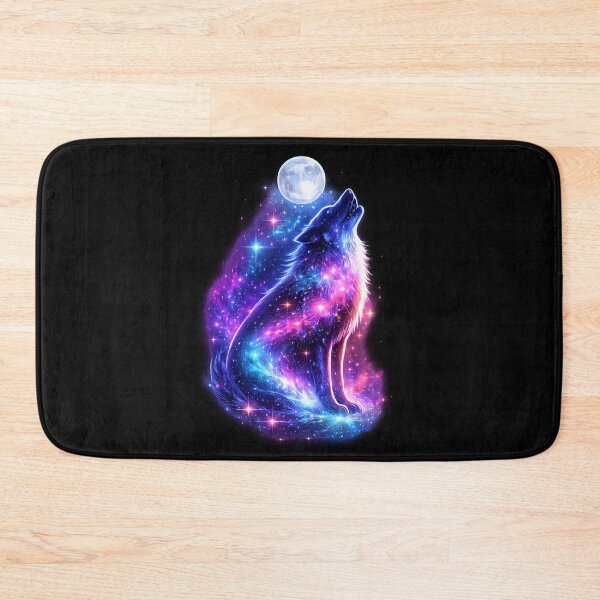 Item preview, Cosmic Wolf Howling at Moon Galaxy Art – Neon Space Wolf with Stars and Nebula Night Sky Aesthetic designed and sold by TTM Inspirational.