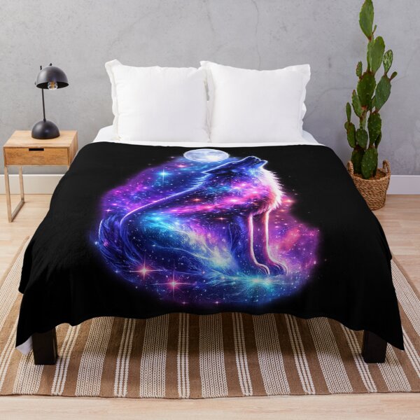 Item preview, Cosmic Wolf Howling at Moon Galaxy Art – Neon Space Wolf with Stars and Nebula Night Sky Aesthetic designed and sold by TTM Inspirational.