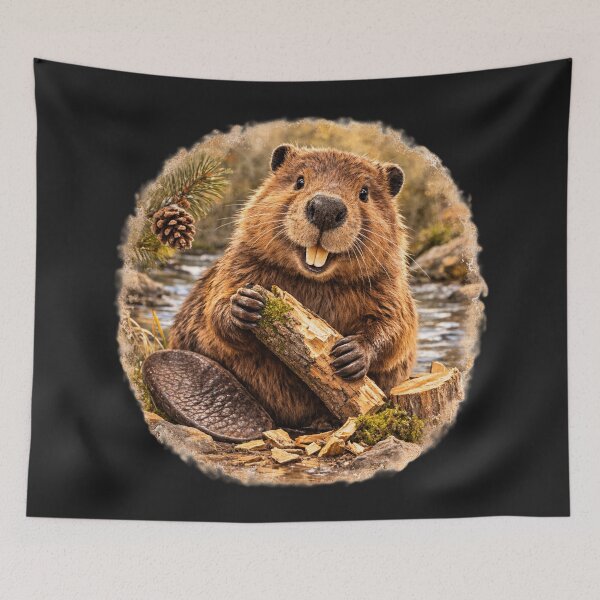Item preview, Hardworking Woodland Beaver – Painterly Wildlife Portrait designed and sold by TheJoyfulPen.