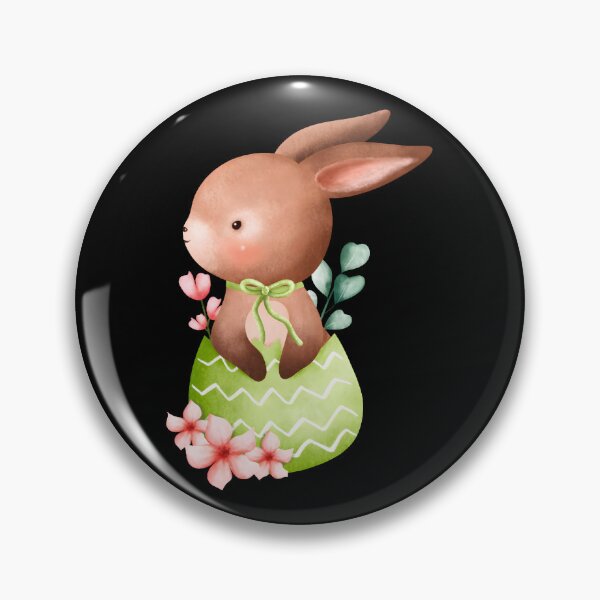 Item preview, Cute Brown Easter Bunny Sticker – Watercolor Rabbit in Green Egg Shell with Spring Flowers Kawaii Animal Sticker designed and sold by FestivityFinds.