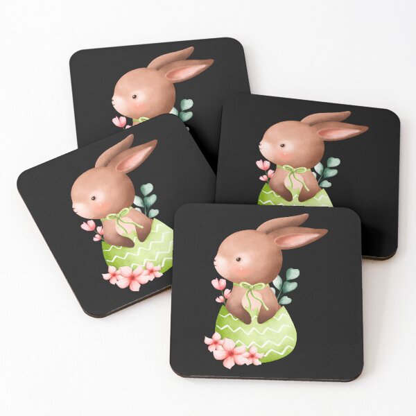 Item preview, Cute Brown Easter Bunny Sticker – Watercolor Rabbit in Green Egg Shell with Spring Flowers Kawaii Animal Sticker designed and sold by FestivityFinds.