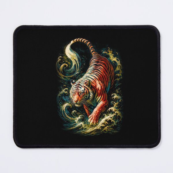 Item preview, Tiger Emerging from Ocean Waves Wildlife Art designed and sold by PSYNOVA.