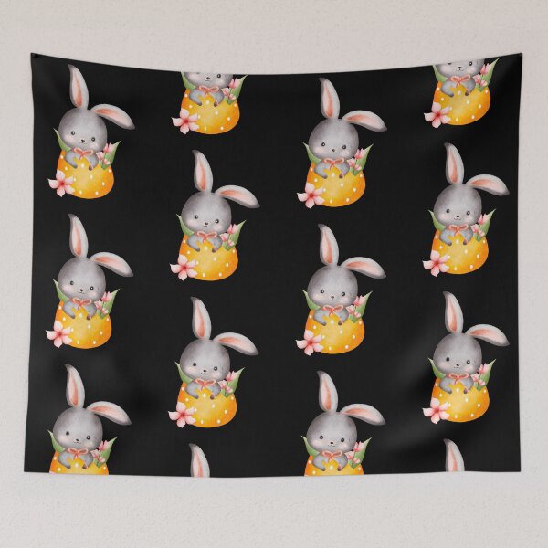 Item preview, Cute Easter Bunny Sticker – Kawaii Watercolor Rabbit in Yellow Egg Shell with Spring Flowers Animal Sticker designed and sold by FestivityFinds.
