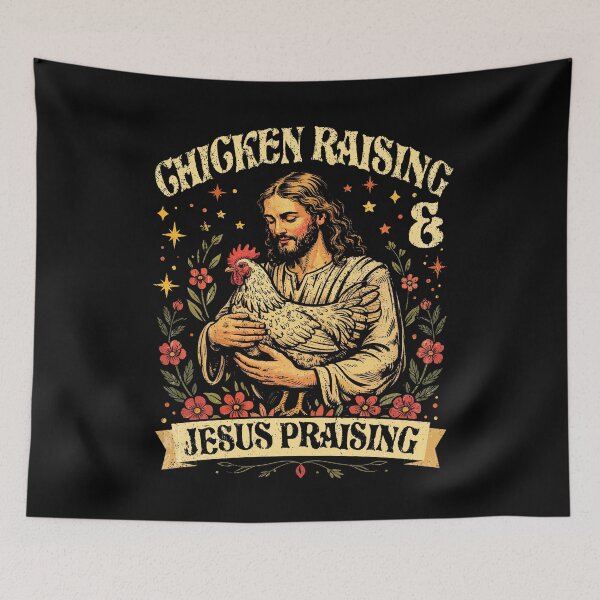 Item preview, Chicken Raising Jesus Praising Funny Farm designed and sold by Ortigzitoun.