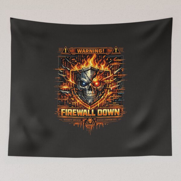 Item preview, Firewall Down Cyberpunk Hacker Skull designed and sold by Thaivi Design.