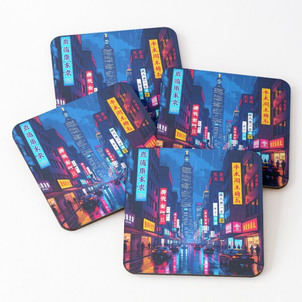 Item preview, Taipei Night Vibes the capital of Taiwan - Neon Rain Night: Neon City District designed and sold by Wiss2Arts.