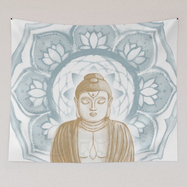 Item preview, Buddha Padma Watercolor - Snow Fawn Peacock designed and sold by Irene Estelle.