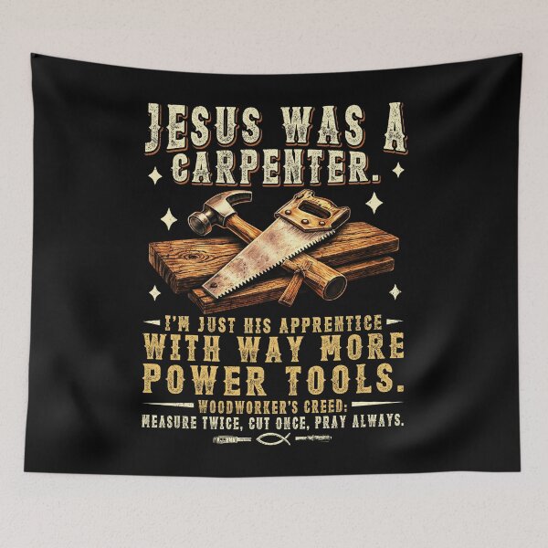 Item preview, Jesus Was A Carpenter Way More Power Tools Christian Humor Design designed and sold by Ortigzitoun.