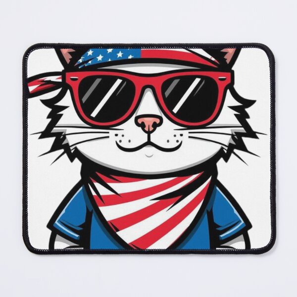 Item preview, Cool Patriotic Cat with Sunglasses – Funny American Flag Cat Design designed and sold by Riksop.