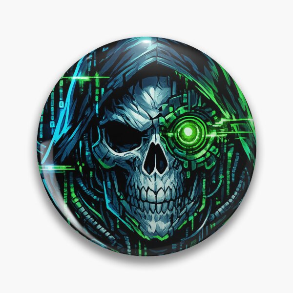 Item preview, Cyberpunk Hacker Skull Matrix Code designed and sold by Thaivi Design.