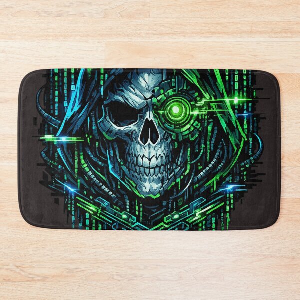 Item preview, Cyberpunk Hacker Skull Matrix Code designed and sold by Thaivi Design.