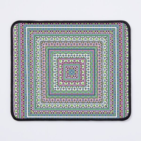 Item preview, Blue and green square ethnic ornament scarf designed and sold by fuzzyfox.