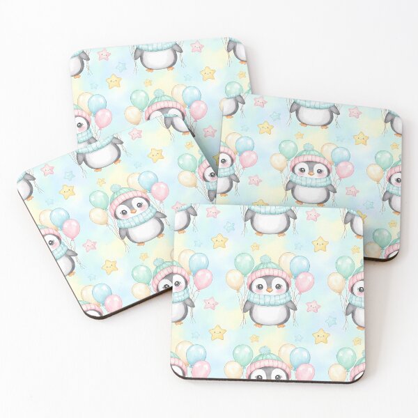 Item preview, Kawaii Penguin with Balloons Pattern designed and sold by naragon4289.