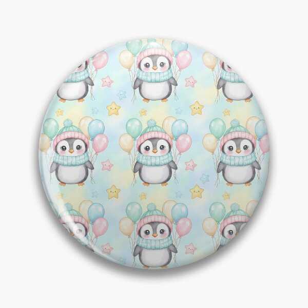 Item preview, Kawaii Penguin with Balloons Pattern designed and sold by naragon4289.