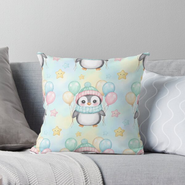 Item preview, Kawaii Penguin with Balloons Pattern designed and sold by naragon4289.