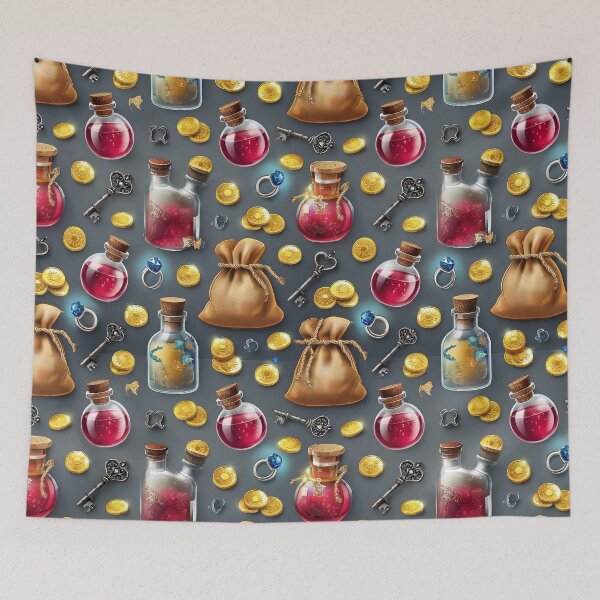 Item preview, Fantasy RPG Quest Inventory Seamless Pattern - Alchemist & Rogue Aesthetic designed and sold by FeelFreeStore.