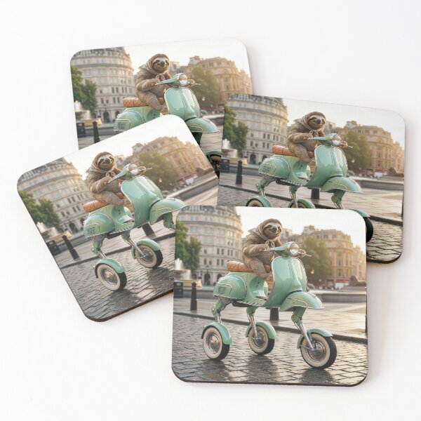 Item preview, Sloth Rides Her Three Wheel Scooter in Paris designed and sold by Tridentulus.