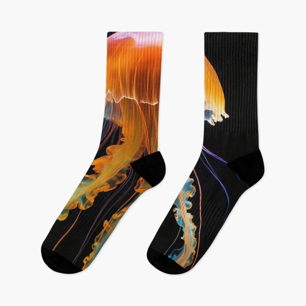 Item preview, Neon Sunset Jellyfish Glow Art designed and sold by Kaleidoscope Print.