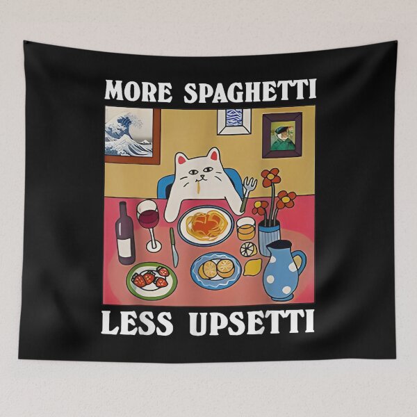 Item preview, More Spaghetti Less Upsetti Funny Cute Cat Pasta designed and sold by mai-risingpath.