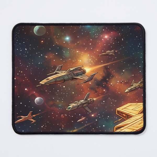 Item preview, Spaceships in Nebula with Ringed Planet designed and sold by ForThe2F0X1Folks.