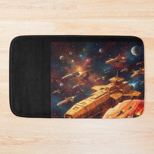 Item preview, Spaceships in Nebula with Ringed Planet designed and sold by ForThe2F0X1Folks.