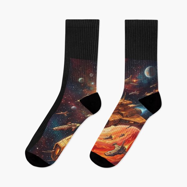 Item preview, Spaceships in Nebula with Ringed Planet designed and sold by ForThe2F0X1Folks.
