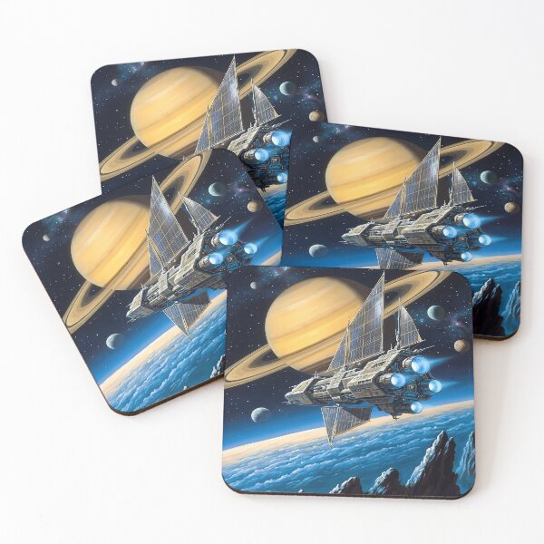 Item preview, Spaceship near Saturn and Earth designed and sold by ForThe2F0X1Folks.