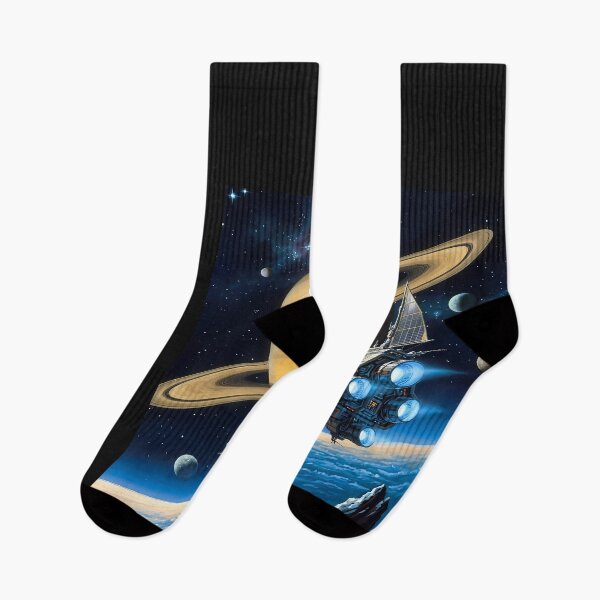 Item preview, Spaceship near Saturn and Earth designed and sold by ForThe2F0X1Folks.