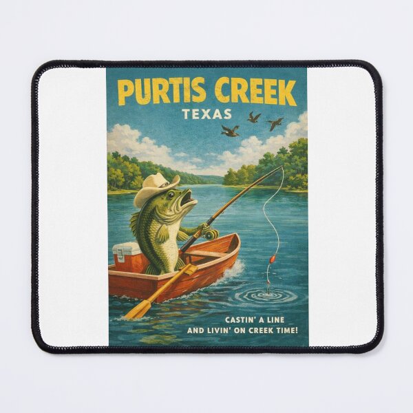 Item preview, Purtis Creek Texas Bass Fishing Lake Cabin Vintage Outdoor designed and sold by Aryabek.