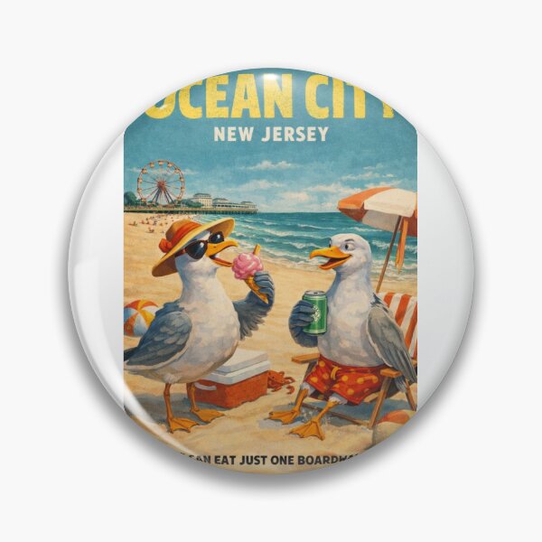 Item preview, Ocean City New Jersey Boardwalk Beach Seagulls Vintage Summer Travel  designed and sold by Aryabek.