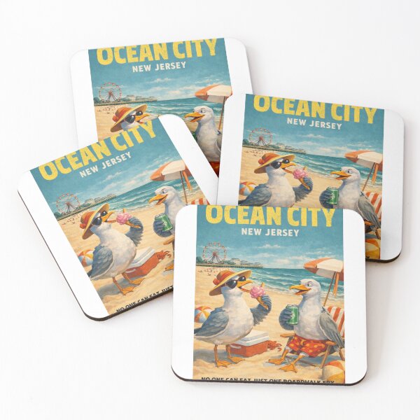 Item preview, Ocean City New Jersey Boardwalk Beach Seagulls Vintage Summer Travel  designed and sold by Aryabek.