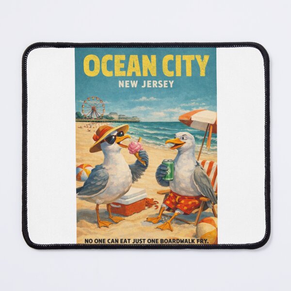 Item preview, Ocean City New Jersey Boardwalk Beach Seagulls Vintage Summer Travel designed and sold by Aryabek.