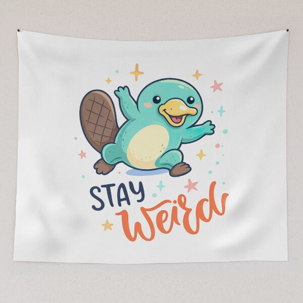 Item preview, Stay Weird, Cute Cartoon Duck Bill And Beaver Tail designed and sold by graphic-genie.