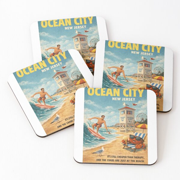Item preview, Ocean City New Jersey Boardwalk Beach Pier 60 Surfing Jersey Shore Atlantic Ocean Lifeguard Tower Scene designed and sold by Aryabek.