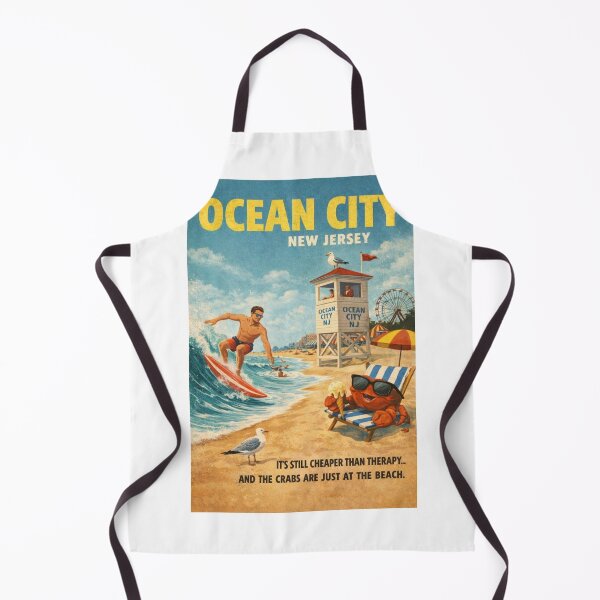 Item preview, Ocean City New Jersey Boardwalk Beach Pier 60 Surfing Jersey Shore Atlantic Ocean Lifeguard Tower Scene designed and sold by Aryabek.
