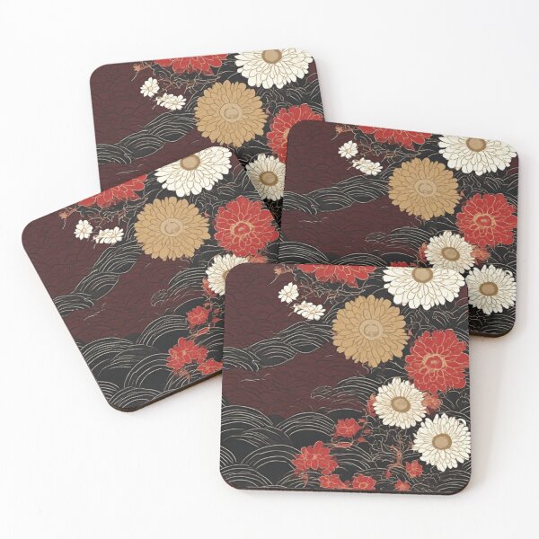 Item preview, Imperial Kiku: Golden Blooms on Midnight Waves designed and sold by Jimakmo.
