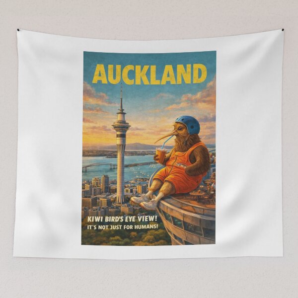 Item preview, Auckland Sky Tower Auckland New Zealand Waitematā Harbour Rangitoto Island Skyline Sunset designed and sold by Aryabek.