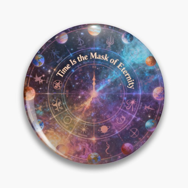 Item preview, Cosmic Zodiac Wheel Sticker – “Time Is the Mask of Eternity” Celestial Astrology Galaxy Art Decal designed and sold by ChloeDesigns401.