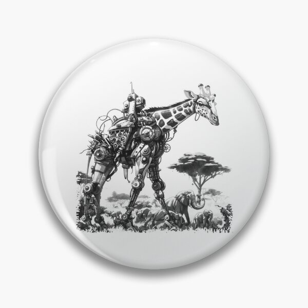 Item preview, Robotic Giraffe Safari Design | Futuristic African Wildlife Black and White Art designed and sold by inkoutninja.